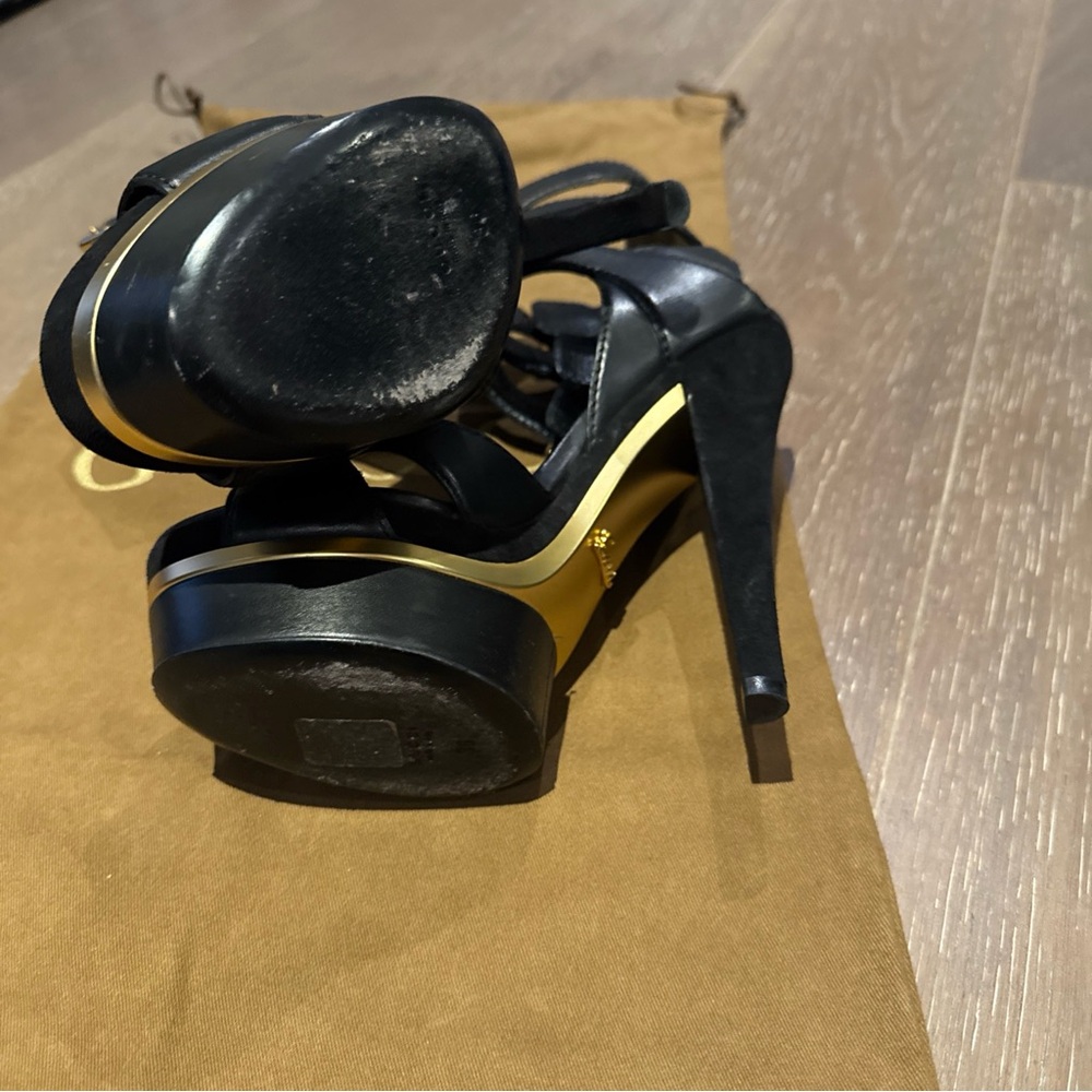 100% Authentic Gucci Iman Ankle Strap Leather Suede High Platform Heels Sz 36 - Picture 7 of 14